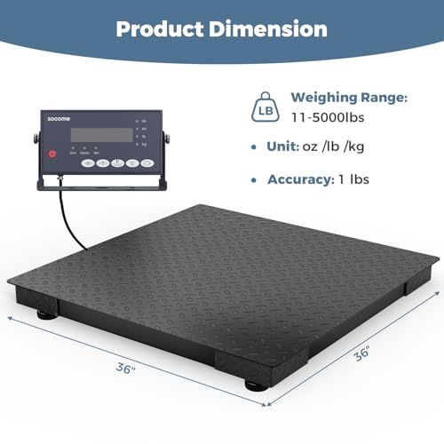 24"x24" 2500 lb Black Digital Industrial Floor Scale Y1350
