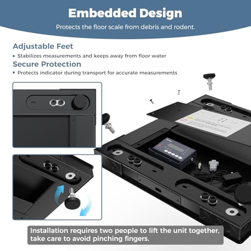 24"x24" 2500 lb Black Digital Industrial Floor Scale Y1350