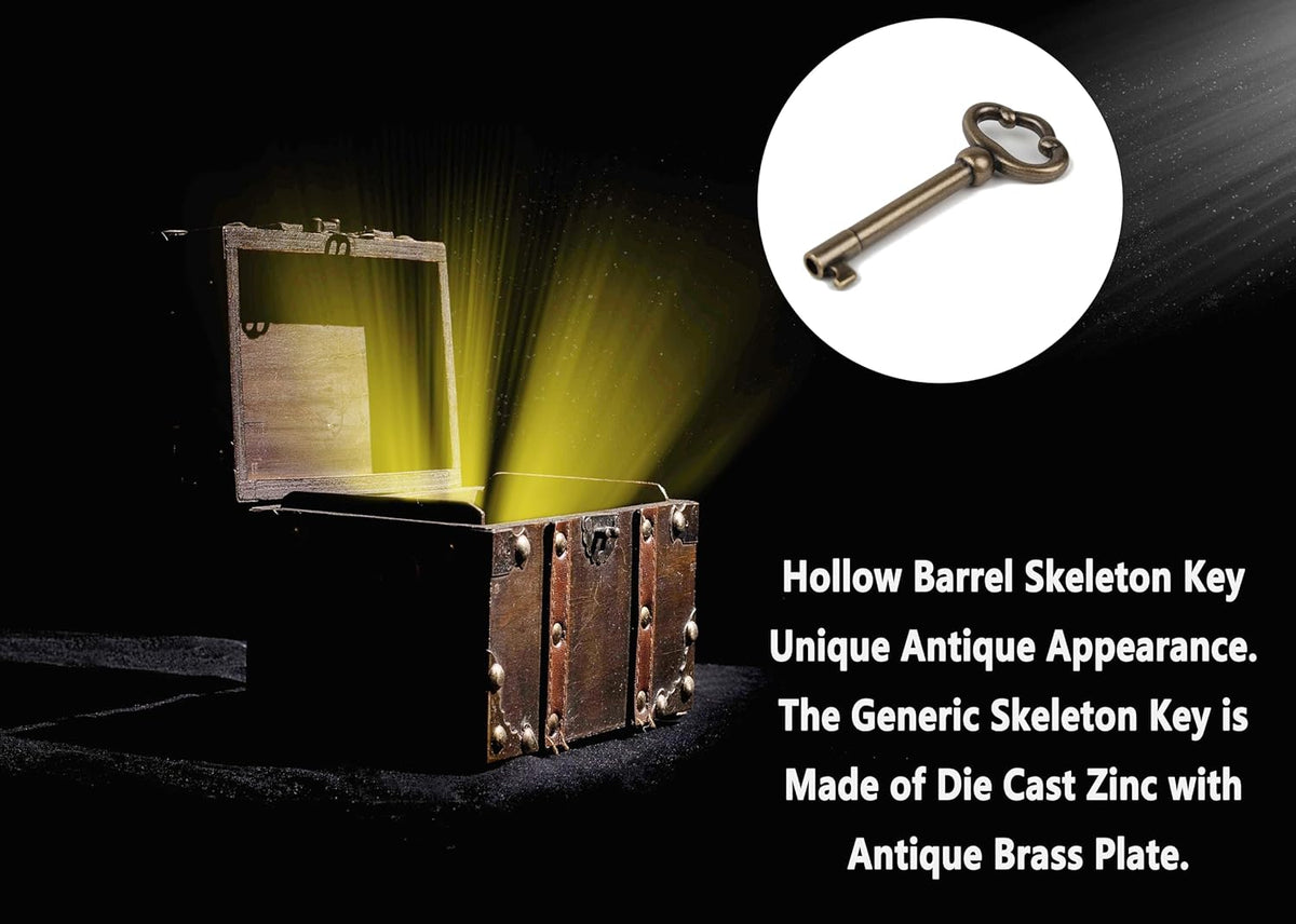 Antique Brass Plated Hollow Barrel Skeleton Key (2 Pack) B7192