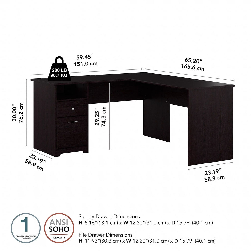 White L Shaped Desk with Drawers X491410