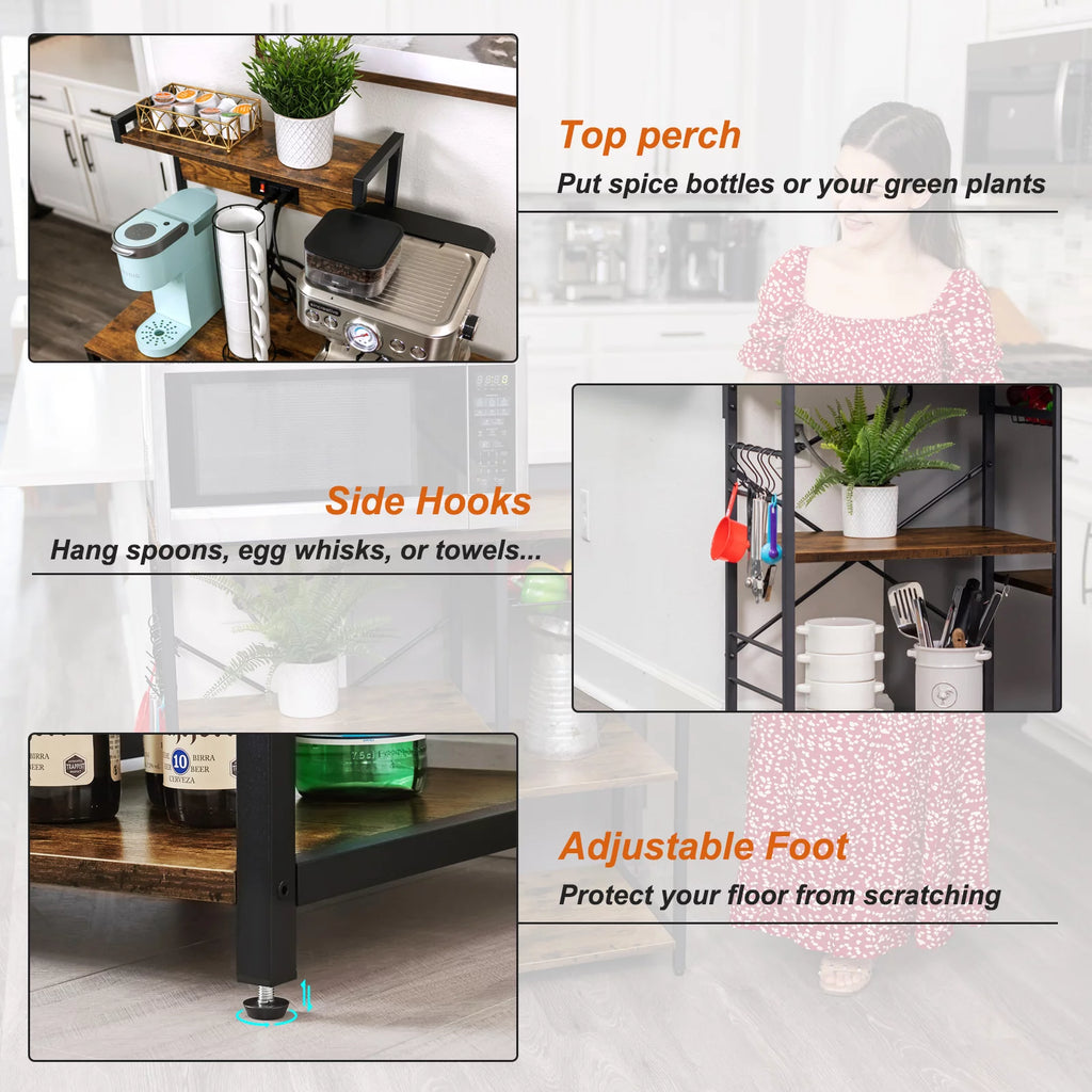 Wood Kitchen Storage Rack with Power Outlet B887