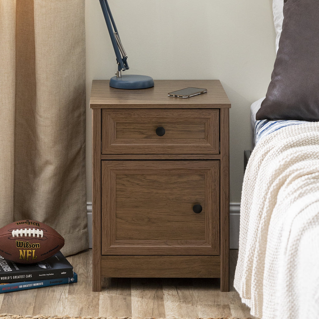 Dark Walnut 1 Door and Drawer Nightstand W98369
