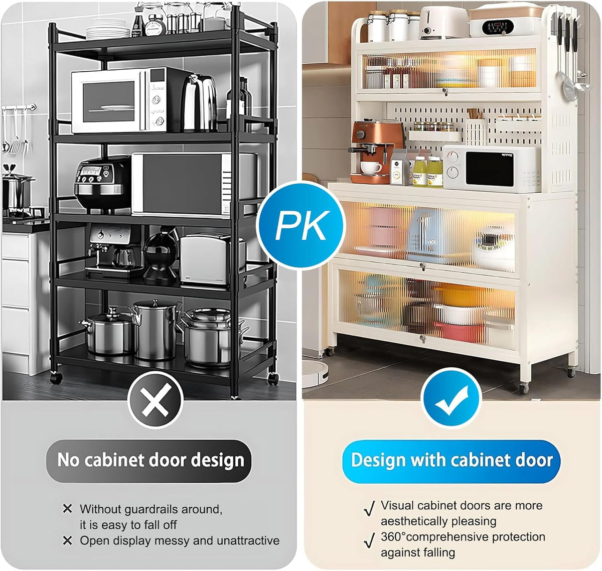 White 5-Tier Bakers Rack with Flip Door Z78120