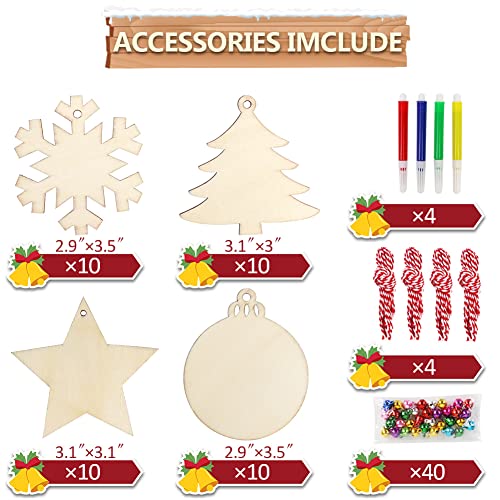 40pcs Unfinished Wood Slices with Holes Christmas Ornaments S356