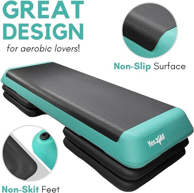 Adjustable Aerobic Exercise Step Platform with 4 Adjustable Risers K657