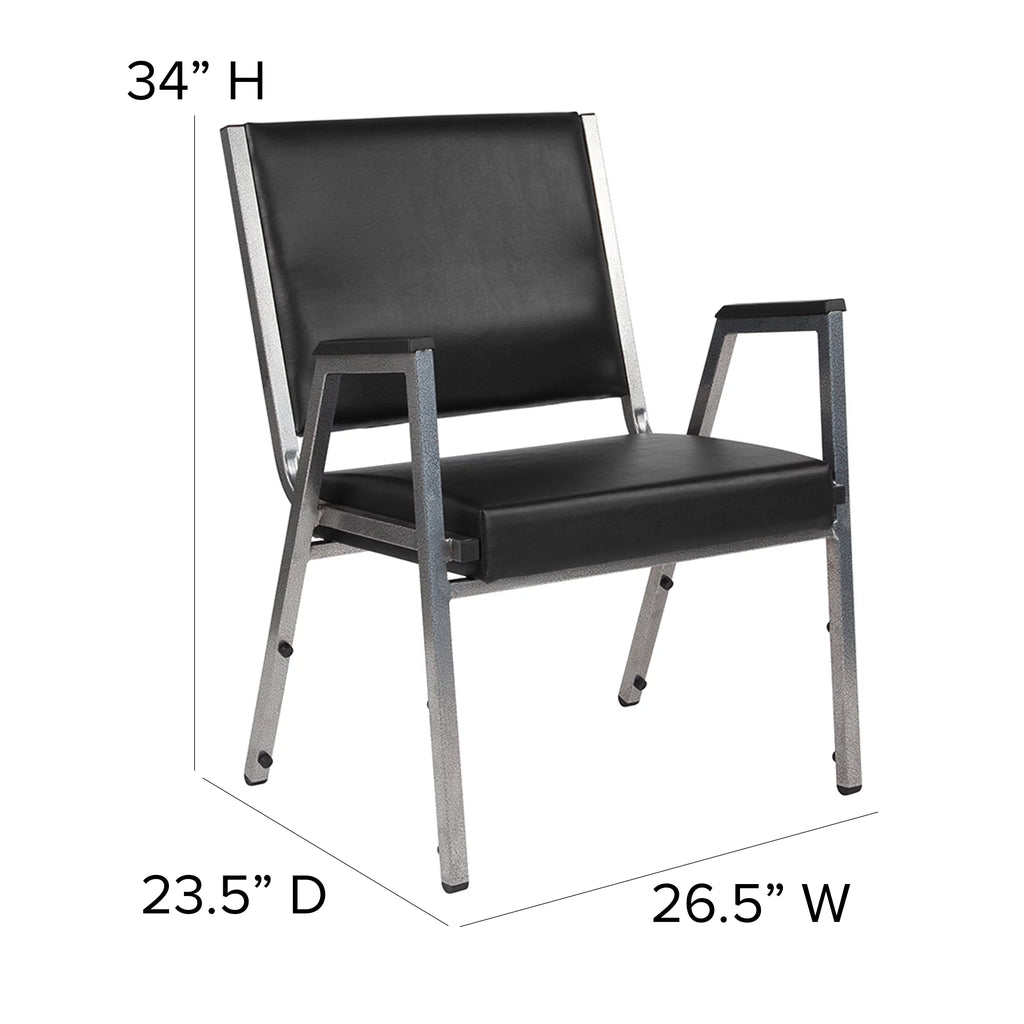 Black Vinyl Bariatric Medical Reception Arm Chair D35806