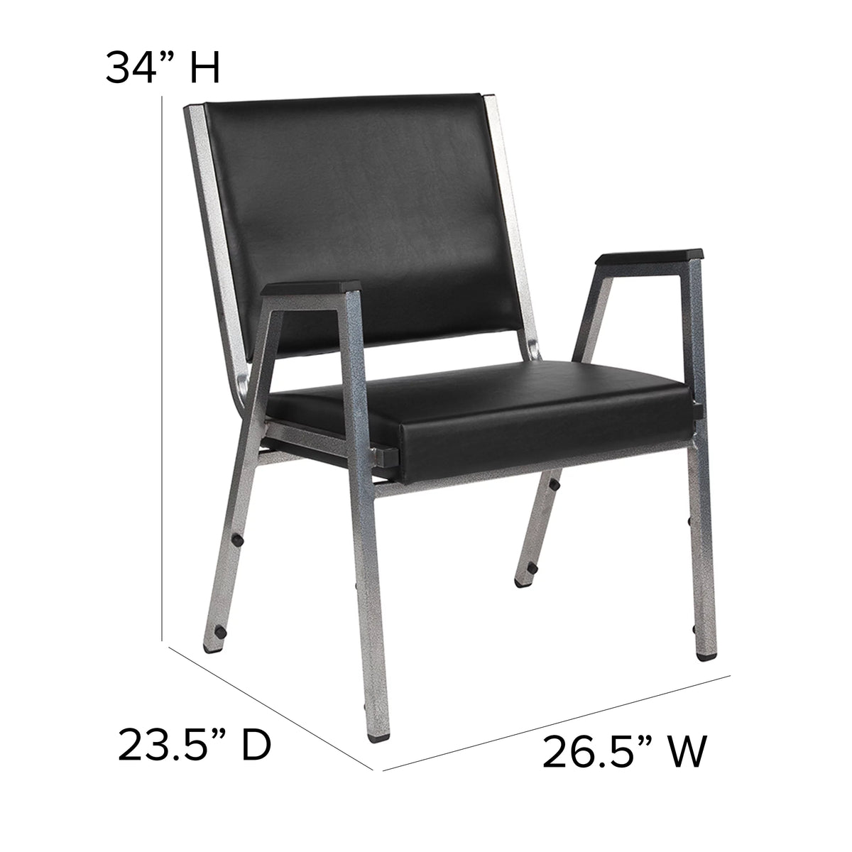 Black Vinyl Bariatric Medical Reception Arm Chair D35806