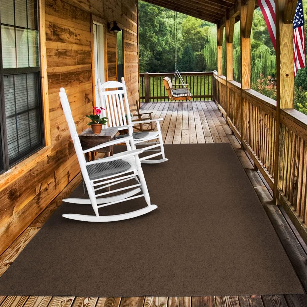 Indoor Outdoor Carpet with Rubber Marine Backing - Dark Brown - 6 Feet x 10 Feet Q715062