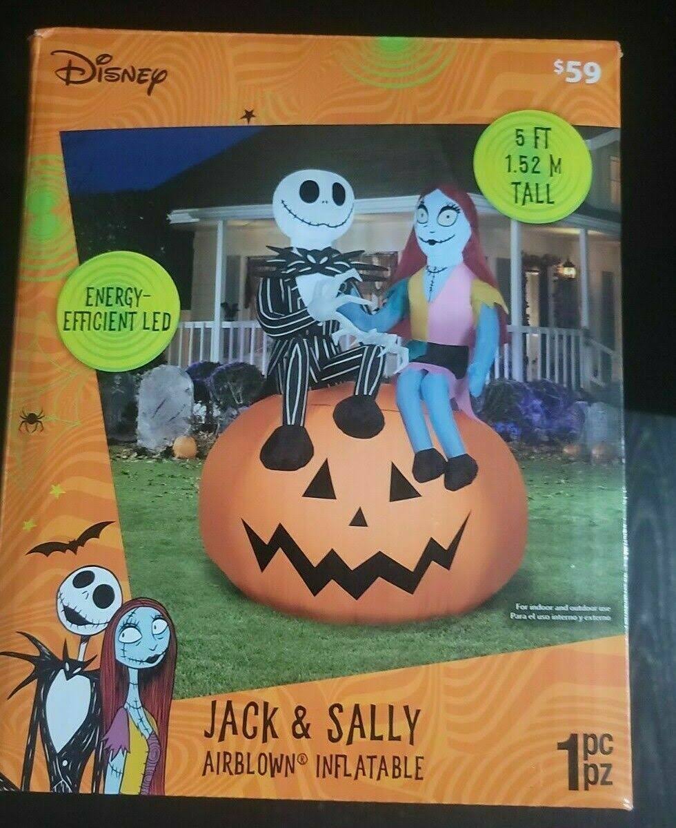Jack and Sally Sitting on Pumpkin Airblown Inflatables U9015