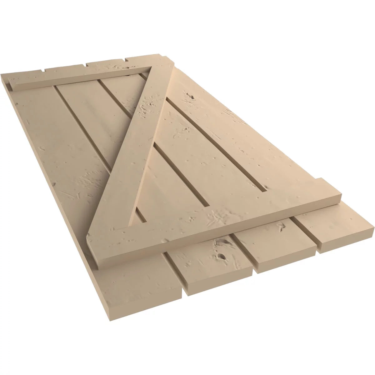 Primed Tan Faux Wood Shutters E340508