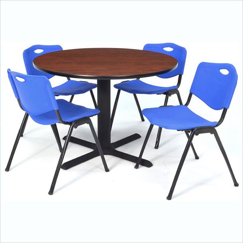 48x22 Round Breakroom Table with 4 Stack Chairs F26058