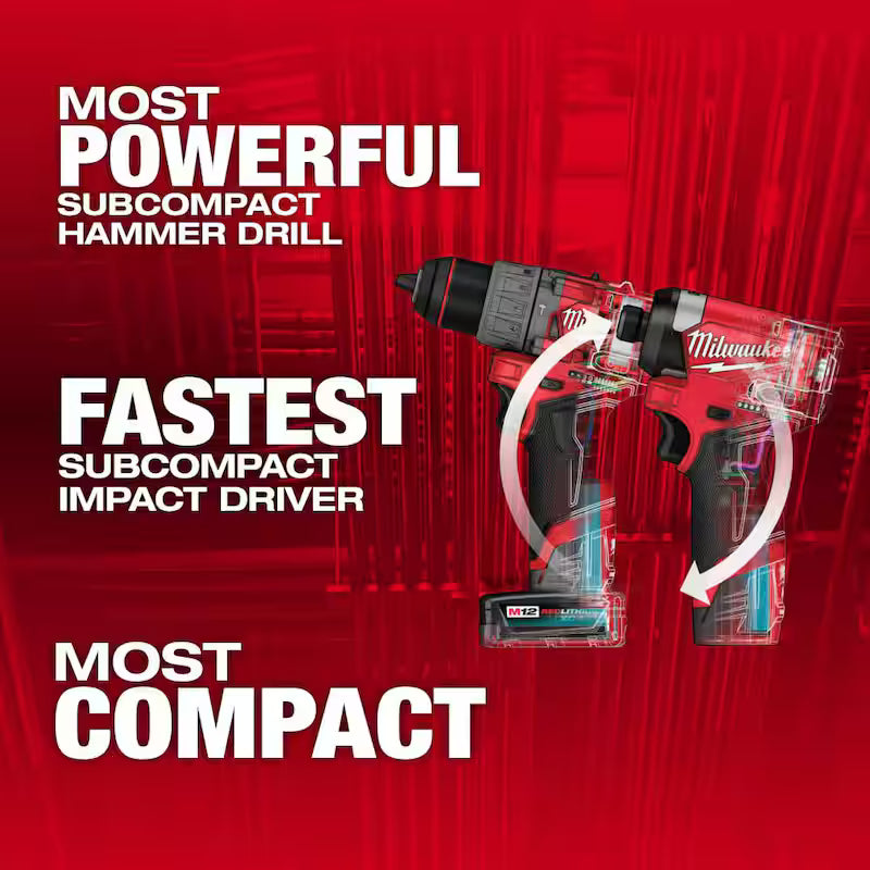 12-Volt Li-Ion Brushless Cordless Hammer Drill and Impact Driver Combo Kit (2-Tool) with Right Angle Drill U93394