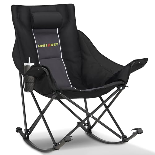 Oversized 400lbs Capacity 600D Oxford Rocking Camping Chair with Cup Holder C494