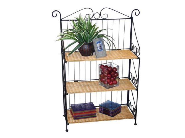 3 Tier Wicker Metal Bookcase U819228