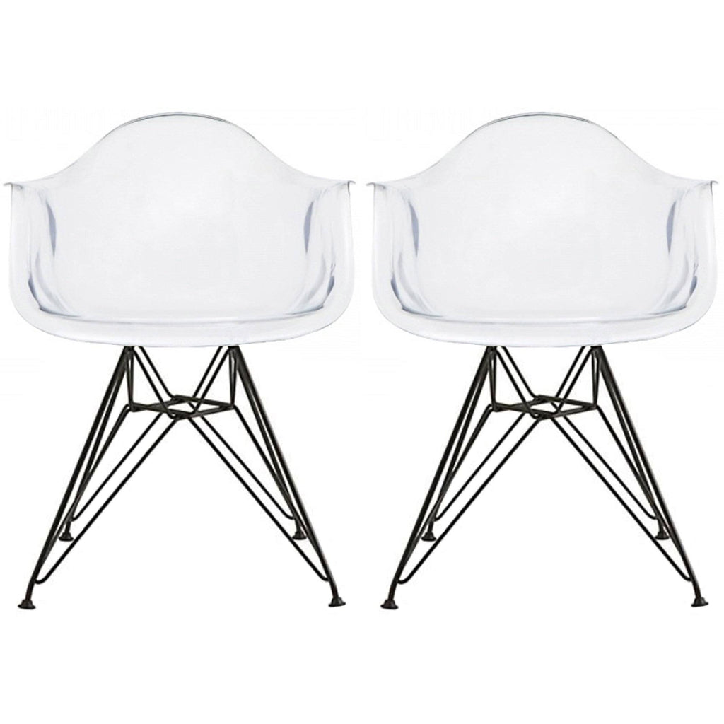 Clear Plastic Armchair with Black Wire Legs T748