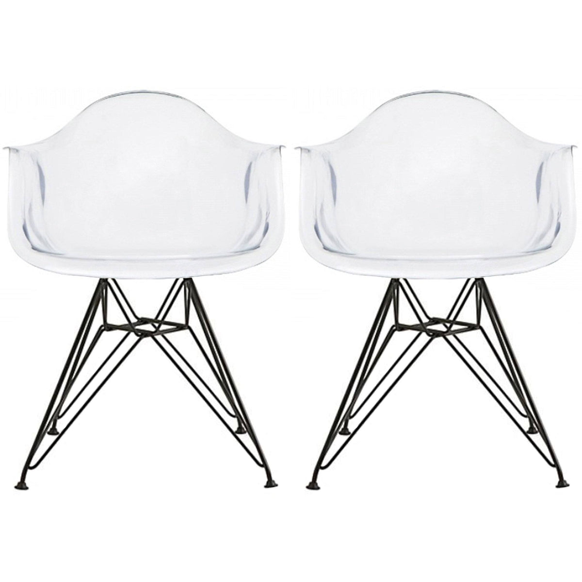Clear Plastic Armchair with Black Wire Legs T748