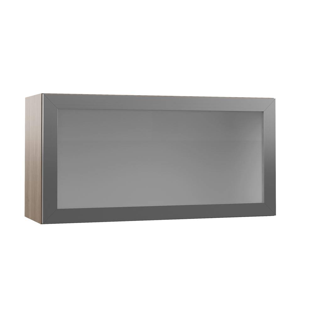36 in. Glass Wall Kitchen Cabinet in Driftwood W701