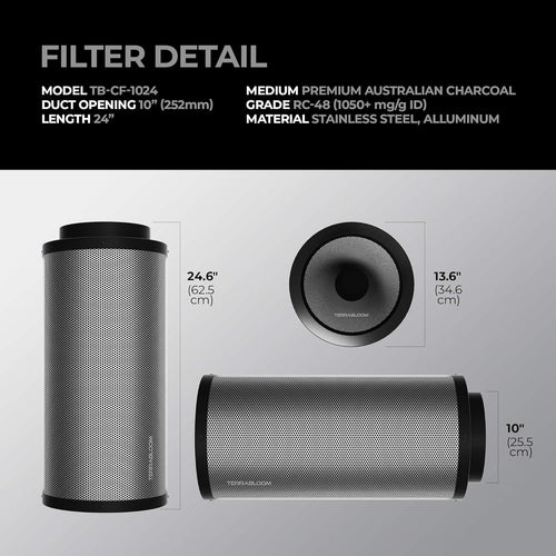 10 Air Filter 24 Long 46mm Thick Carbon Bed C97181