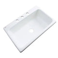 White 33x22 L x 22x22 W Drop-In Kitchen Sink V9658