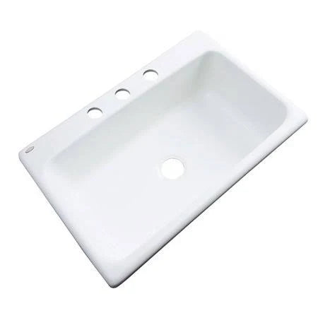 White 33x22 L x 22x22 W Drop-In Kitchen Sink V9658
