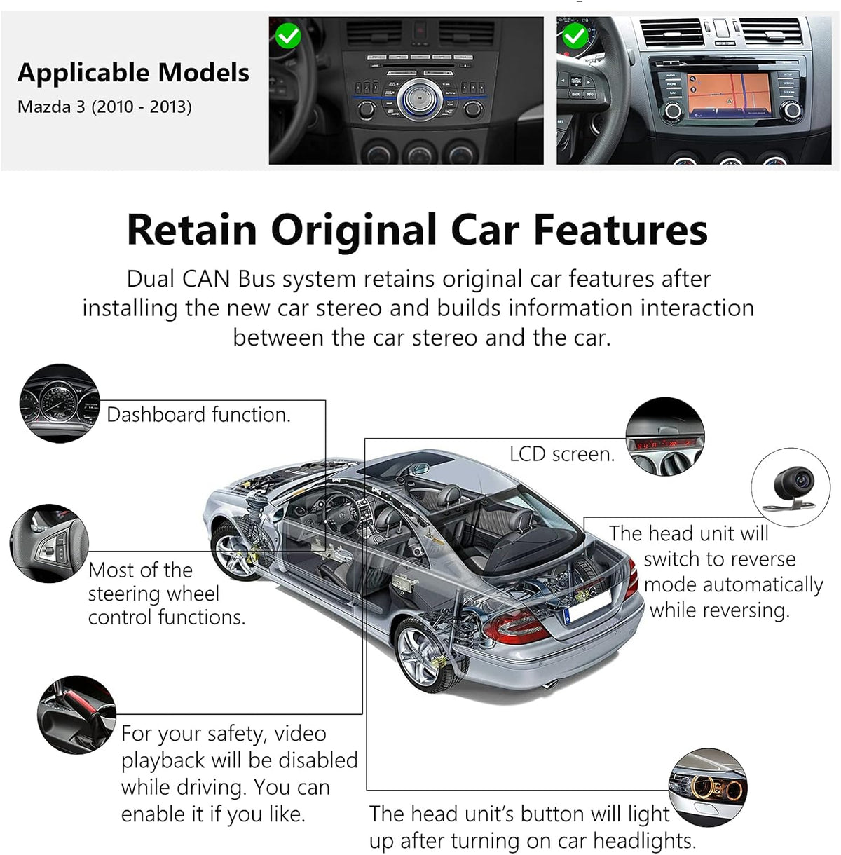 Android 11 Car Stereo, 9 Inch Single Din Car Radio with CarPlay & Android Auto A884532