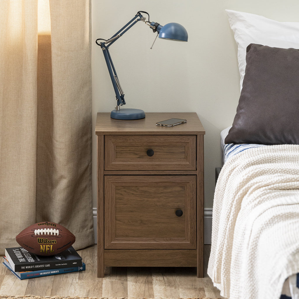 Dark Walnut 1 Door and Drawer Nightstand W98369