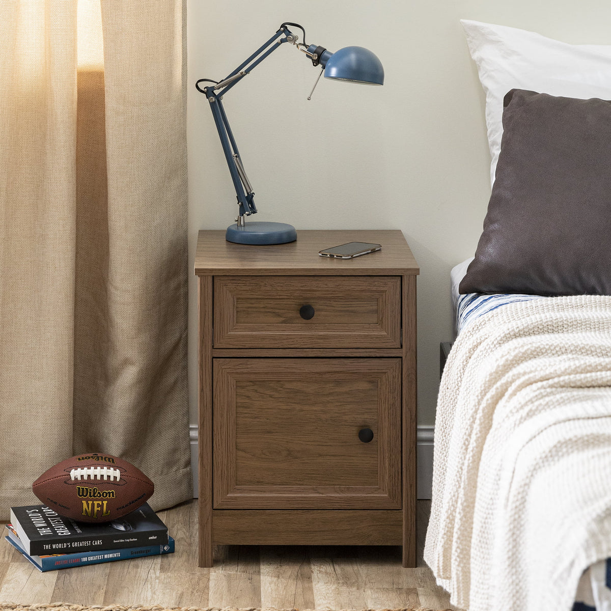 Dark Walnut 1 Door and Drawer Nightstand W98369