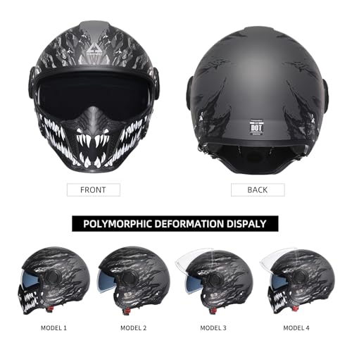 Full Face Motorcycle Helmet, Dual Visor with Internal Tinted Sunshield, Black, L L98967