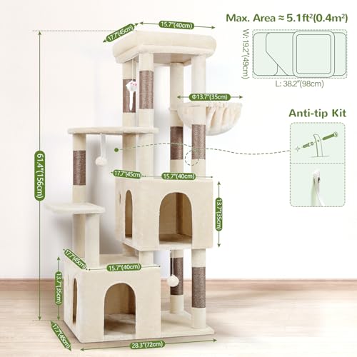 Light Grey Heavy Duty Cat Tree with Scratching Post N607