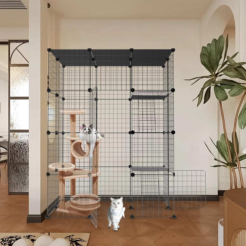 Large Cat Cage 3-Tier Catio Cat Enclosure Cat Kennel B1401