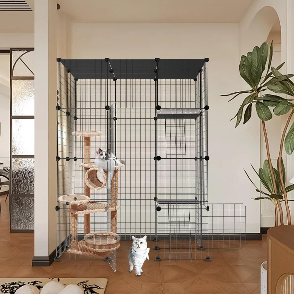 Large Cat Cage 3-Tier Catio Cat Enclosure Cat Kennel B1401