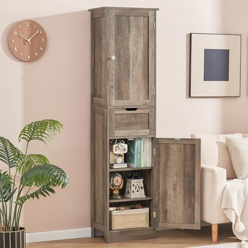 White 67" Tall Bathroom Cabinet with 2 Doors & 1 Drawer Z81253