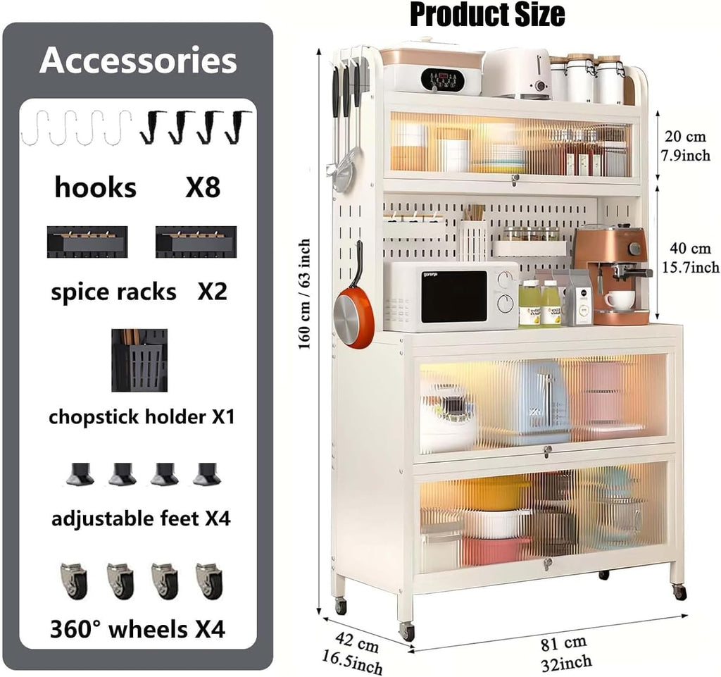 White 5-Tier Bakers Rack with Flip Door Z78120