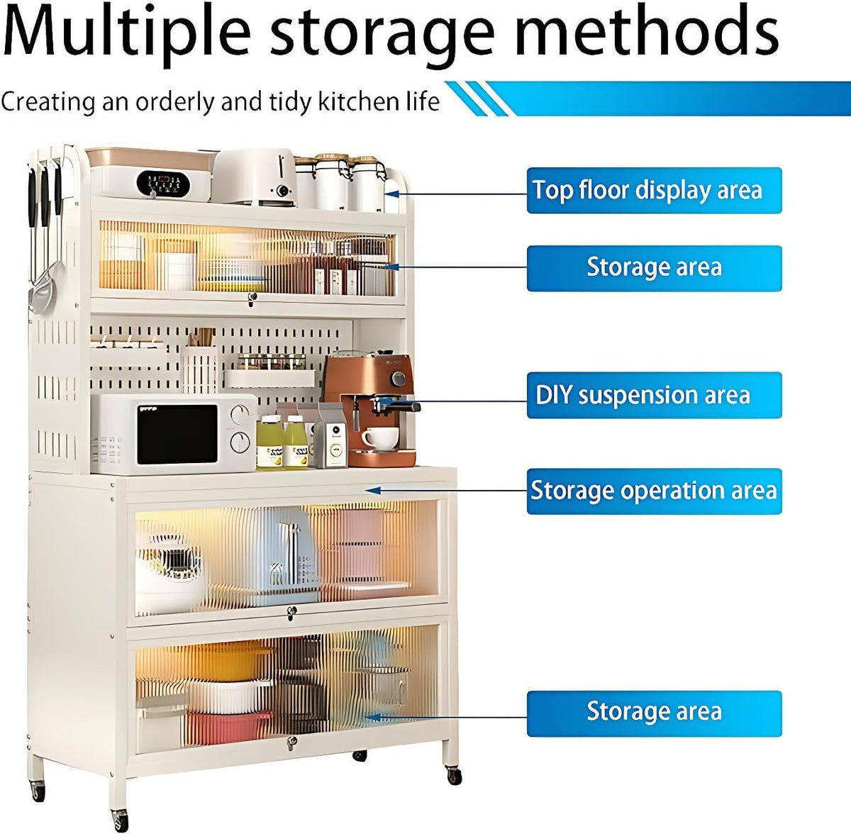 White 5-Tier Bakers Rack with Flip Door Z78120