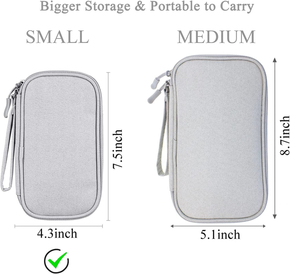 Compact Light Grey Travel Electronics Organizer Bag M937742