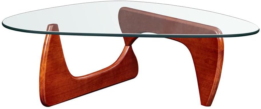 Triangle Glass Coffee Table with Solid Wood Base F2757