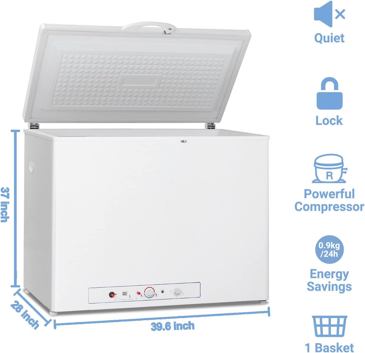 White Propane Freezer 7 Cu.Ft with Lock E5952