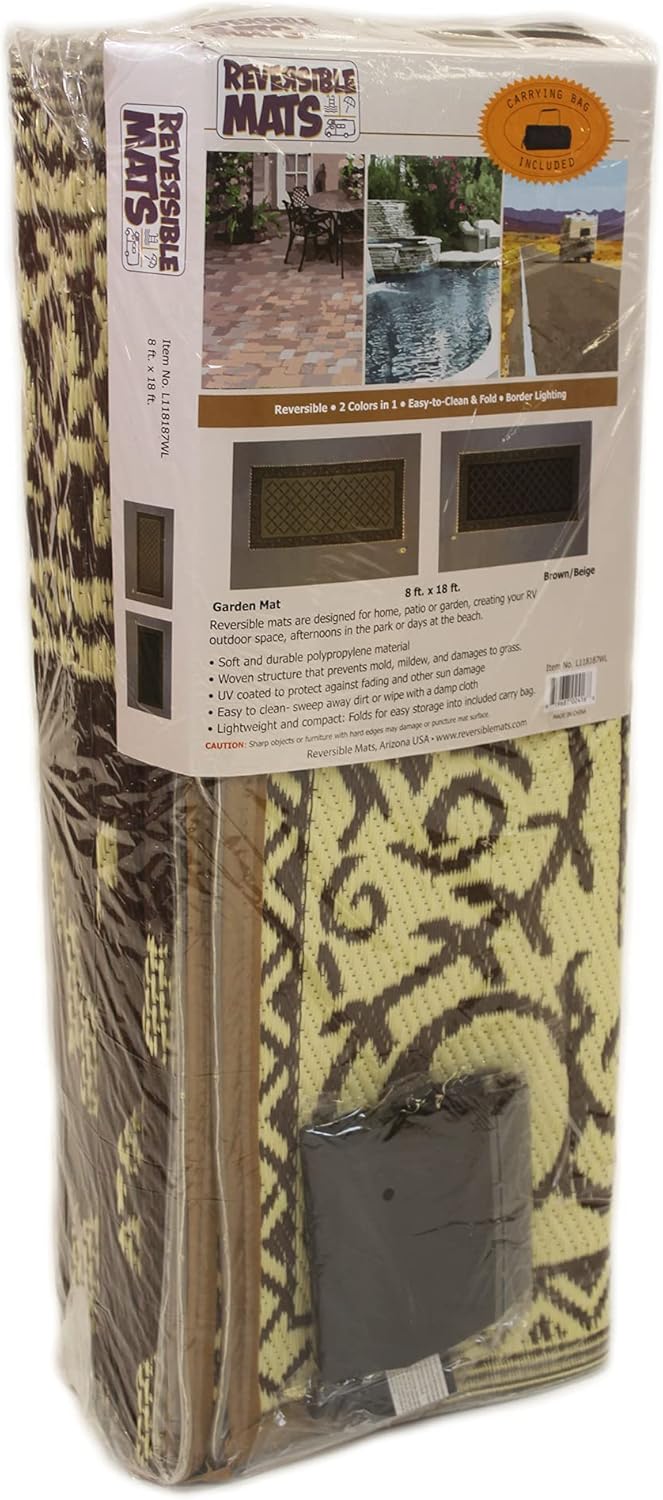 Brown Beige 8-Feet x 11-Feet Reversible Outdoor Mat I1223