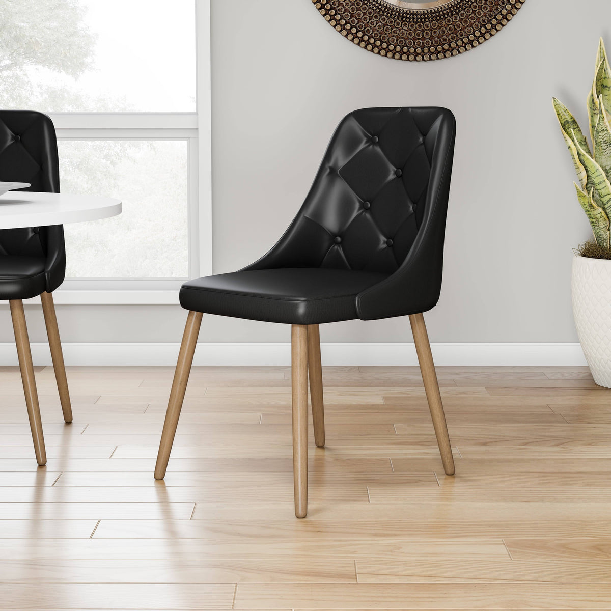 Cream Faux Leather Tufted Accent Chair N8603