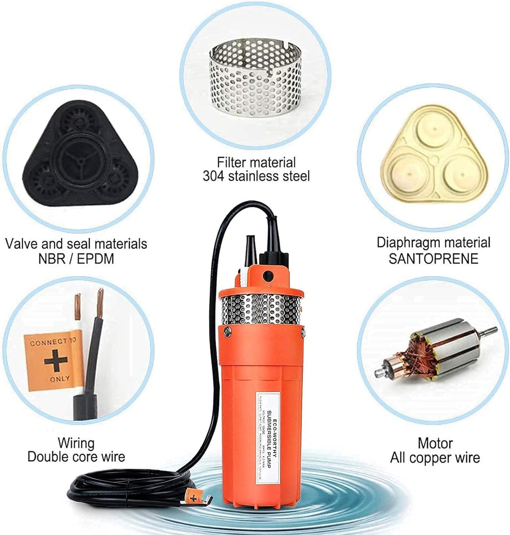 12V Solar Well Pump Kit with 120W Solar Panel and 10Ah Battery V43447