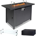43 Inch Propane Fire Pit Table with Lid and Metal Tabletop, 50,000 BTU Gas Fire Pit Table with 6.6 Pounds Lava Stones M284656