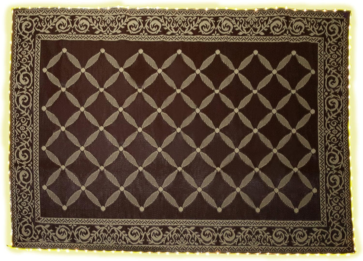 Brown Beige 8-Feet x 11-Feet Reversible Outdoor Mat I1223