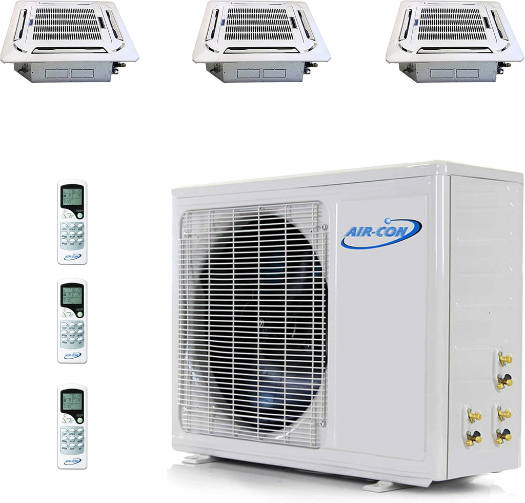 Tri 3 Zone 12000 + 12000 + 12000 Ceiling Cassette Mini Split Air Conditioner W22878