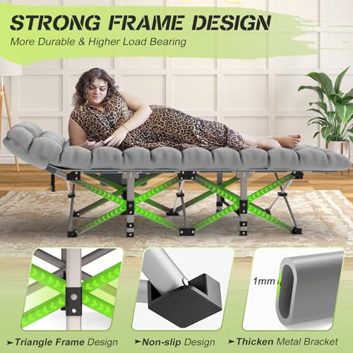 Grey Folding Camping Cot with Carry Bag T350645