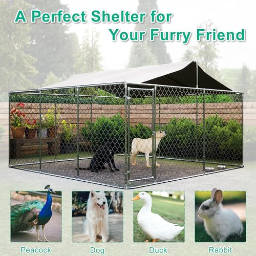 13.1x7.5x7.6 FT Galvanized Steel Dog Kennel with Waterproof Cover M673