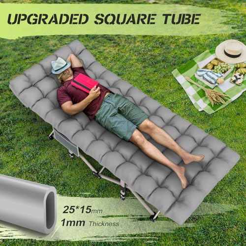 Grey Folding Camping Cot with Carry Bag T350645