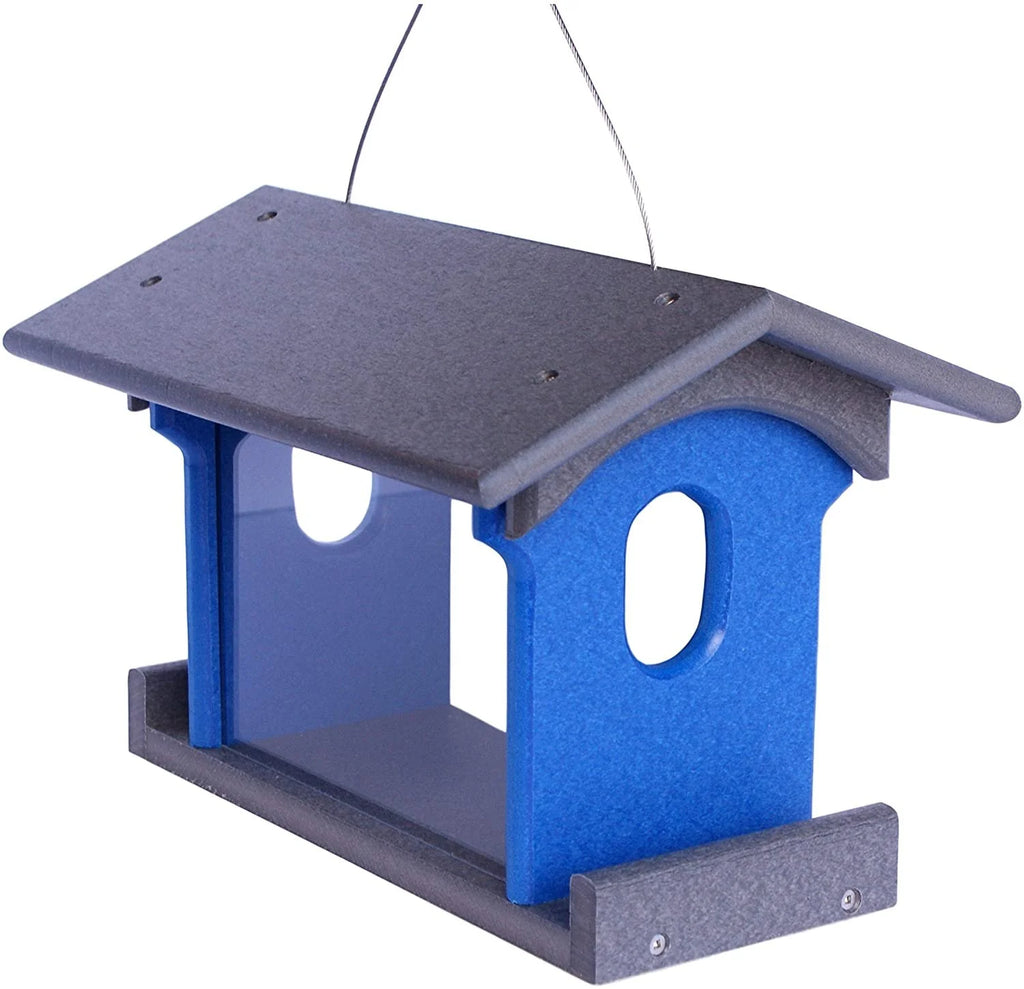 Gray and Blue Hanging Bluebird Feeder Q79653