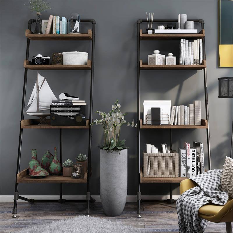 Industrial Wood Display Shelf in Reclaimed Oak F50026