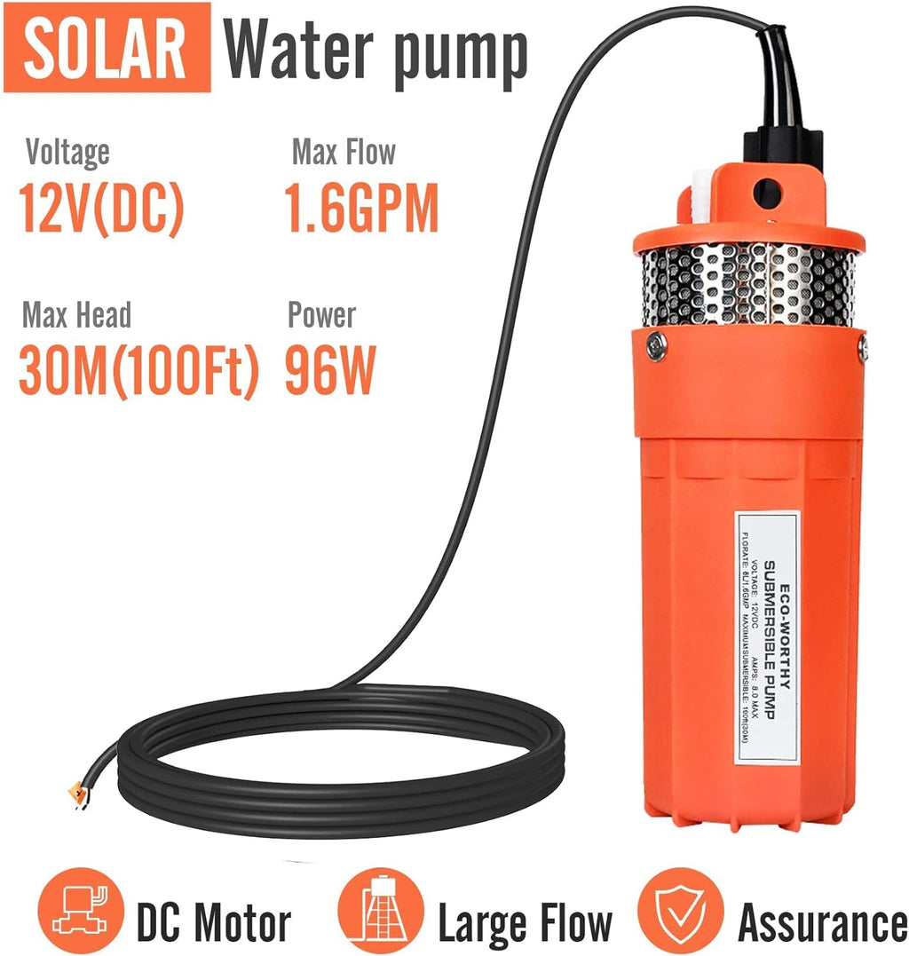 12V Solar Well Pump Kit with 120W Solar Panel and 10Ah Battery V43447