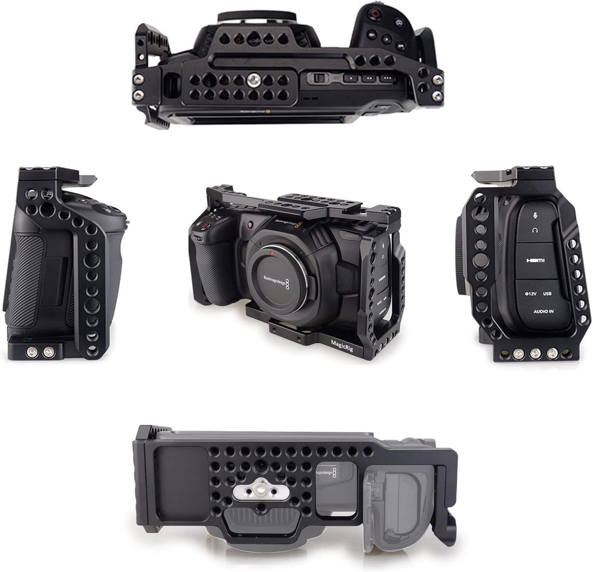 Video Camera Cage Kit with Top Handle SSD Mount HDMI Cable Clamp D782